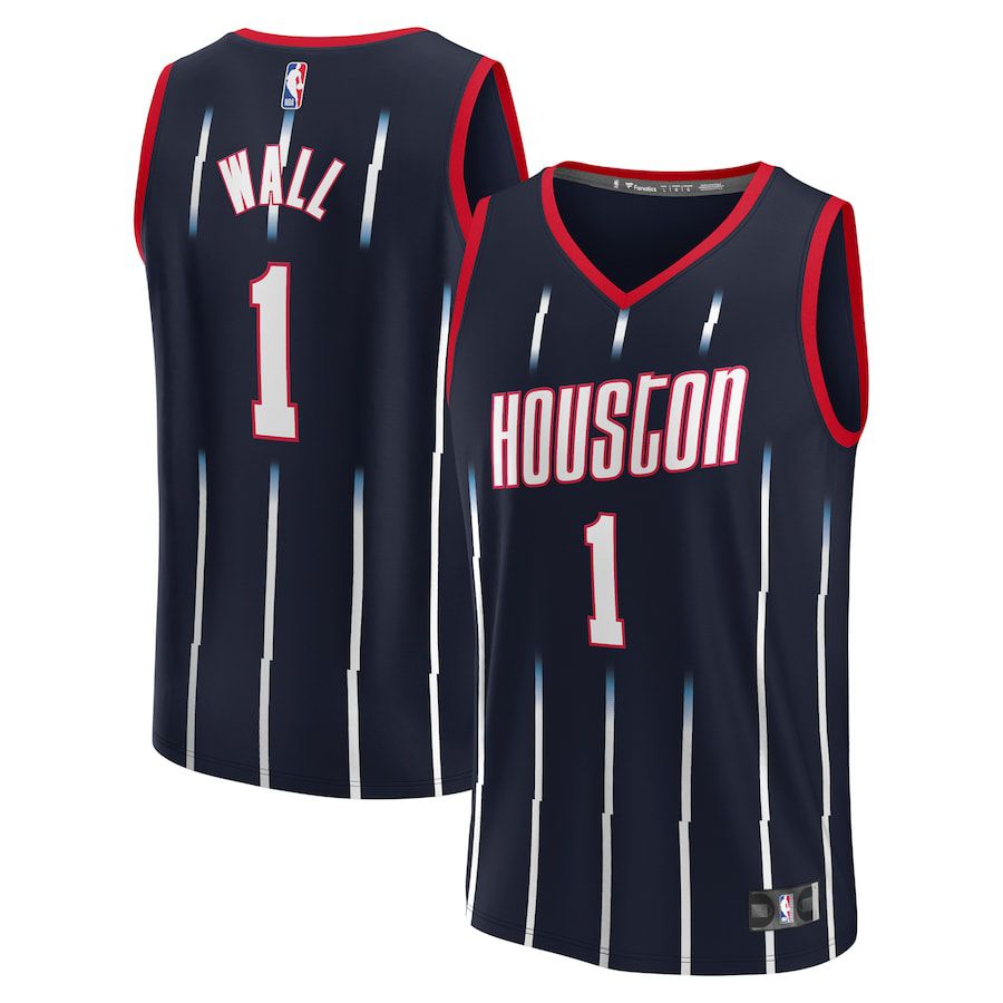 Men Houston Rockets #1 John Wall Fanatics Branded Navy Fast Break Replica NBA Jersey->houston rockets->NBA Jersey